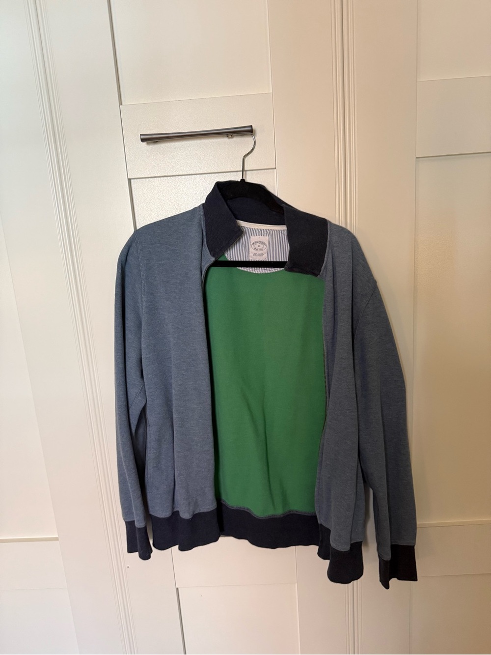 Brooks Brothers Green Center Panel Bomber with Blue Trim